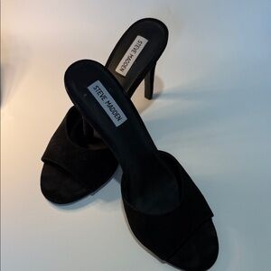 Steve Madden Black Suede Open-Toe Stiletto Mules